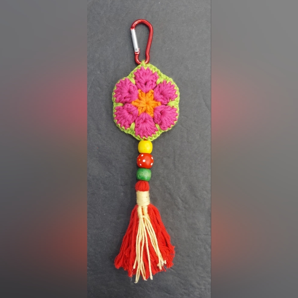 Handmade Flower knitting Bag Car key Chain with Nice Decorative Color Beads
